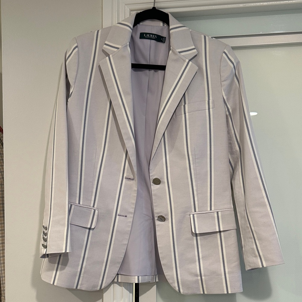 Lauren Ralph Lauren Lavender-Striped Single-Breasted Blazer